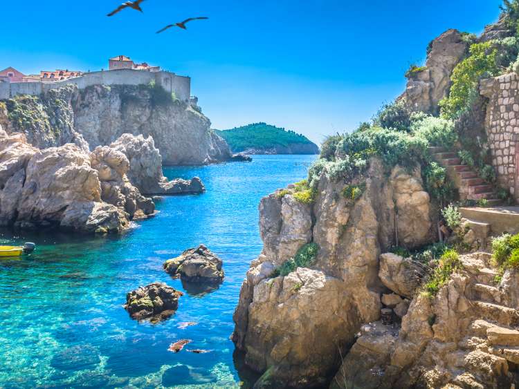 Medieval City Walls of Dubrovnik by the Adriatic Sea