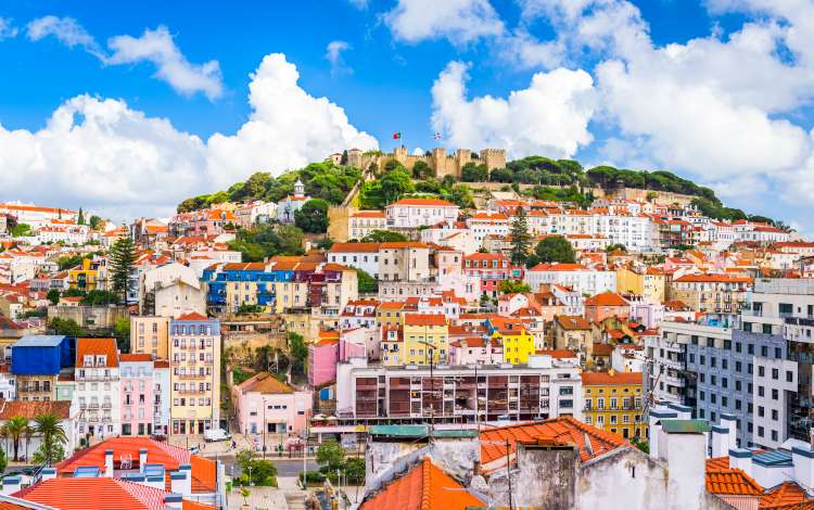 The Castelo de São Jorge above the city of Lisbon, the capital of Portugal