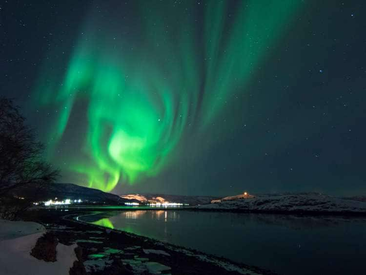 Northern Lights appear in Alta, the biggest northernmost city of Norway.