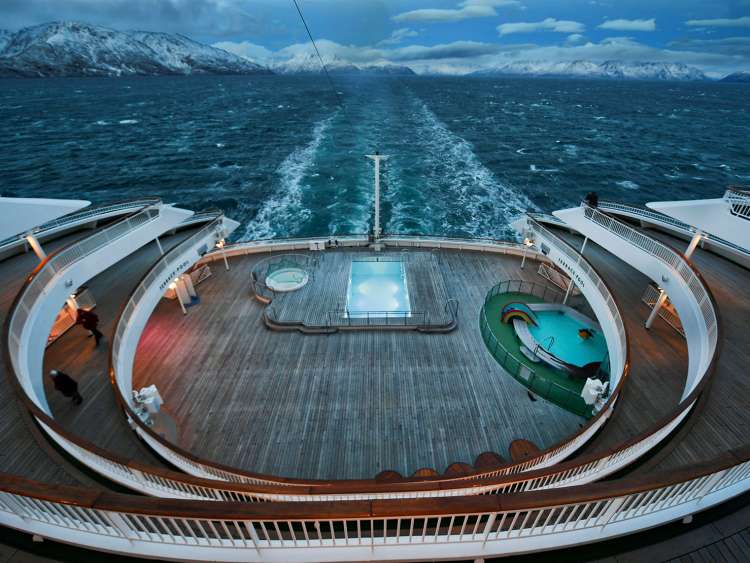 Pools on P&O Cruises ship Aurora on the back of the ship 