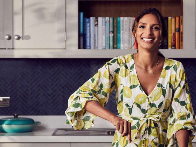Shivi Ramoutar preparing food in a kitchen