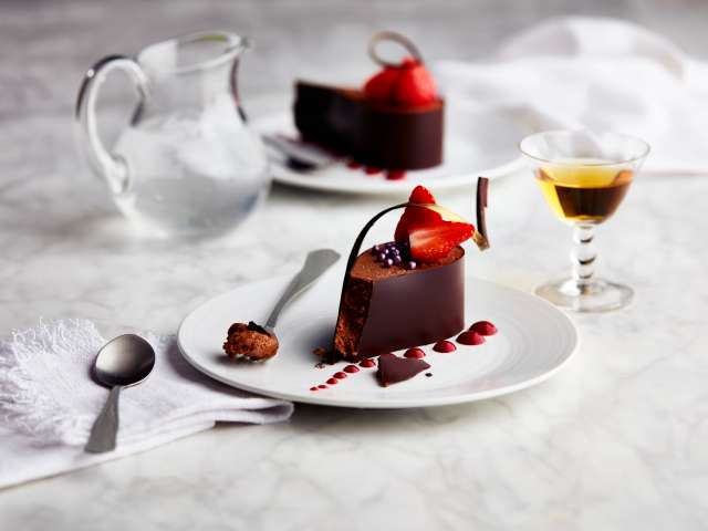 Pudding served at Chefs table on board P&O Cruises ships