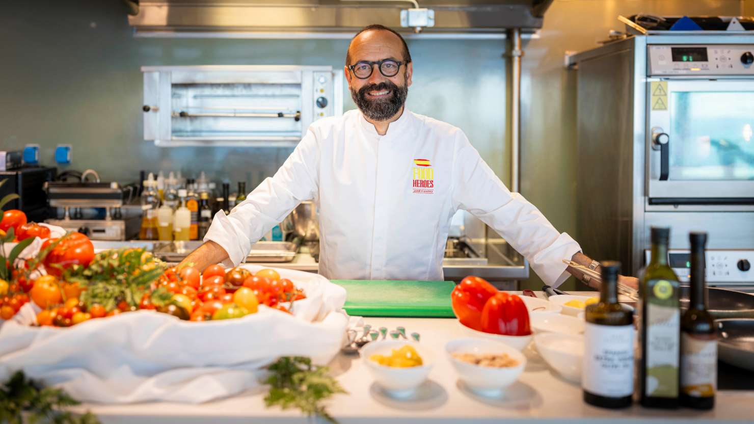 Jose Pizarro in the Cookery Club on board Britannia at sea between Arrecife and Cadiz, Spain during press trip B417N.
Client: P&O Cruises.
Picture date: Sunday July 14, 2024.
Photograph by Christopher Ison ©
07544044177
chris@christopherison.com
www.christopherison.com

IMPORTANT NOTE REGARDING IMAGE LICENCING FOR THIS PHOTOGRAPH: This image is supplied to the client under the terms previously agree. No sales are permitted unless expressly agreed in writing by the photographer. Image licence is for below the line only. No out of home use without acquiring an extended image licence.