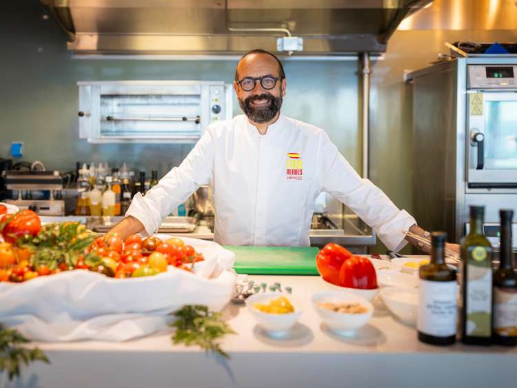 Jose Pizarro in the Cookery Club on board Britannia at sea between Arrecife and Cadiz, Spain during press trip B417N.
Client: P&O Cruises.
Picture date: Sunday July 14, 2024.
Photograph by Christopher Ison ©
07544044177
chris@christopherison.com
www.christopherison.com
IMPORTANT NOTE REGARDING IMAGE LICENCING FOR THIS PHOTOGRAPH: This image is supplied to the client under the terms previously agree. No sales are permitted unless expressly agreed in writing by the photographer. Image licence is for below the line only. No out of home use without acquiring an extended image licence.