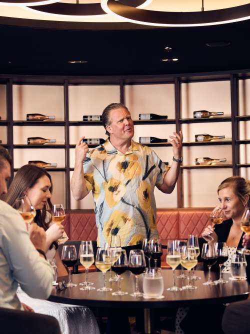 With Olly Smith In the Glasshouse on board P&OC Ariva photograph by Alun Callender