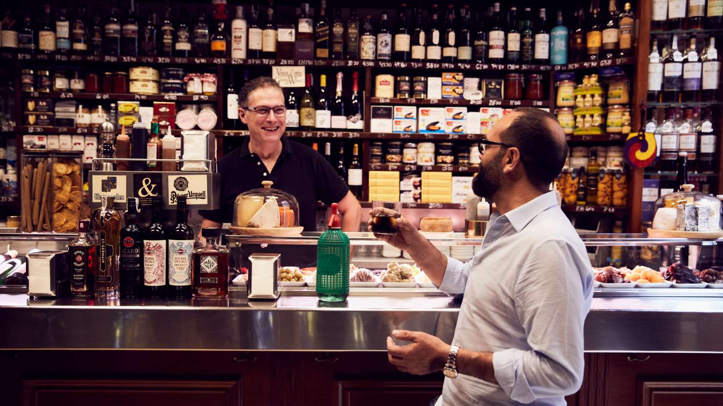 At Quimet + Quimet, Barcelona on the Tapas Trail with Chef Jose Pizarro, photographed for P&O Cruises by Alun Callender