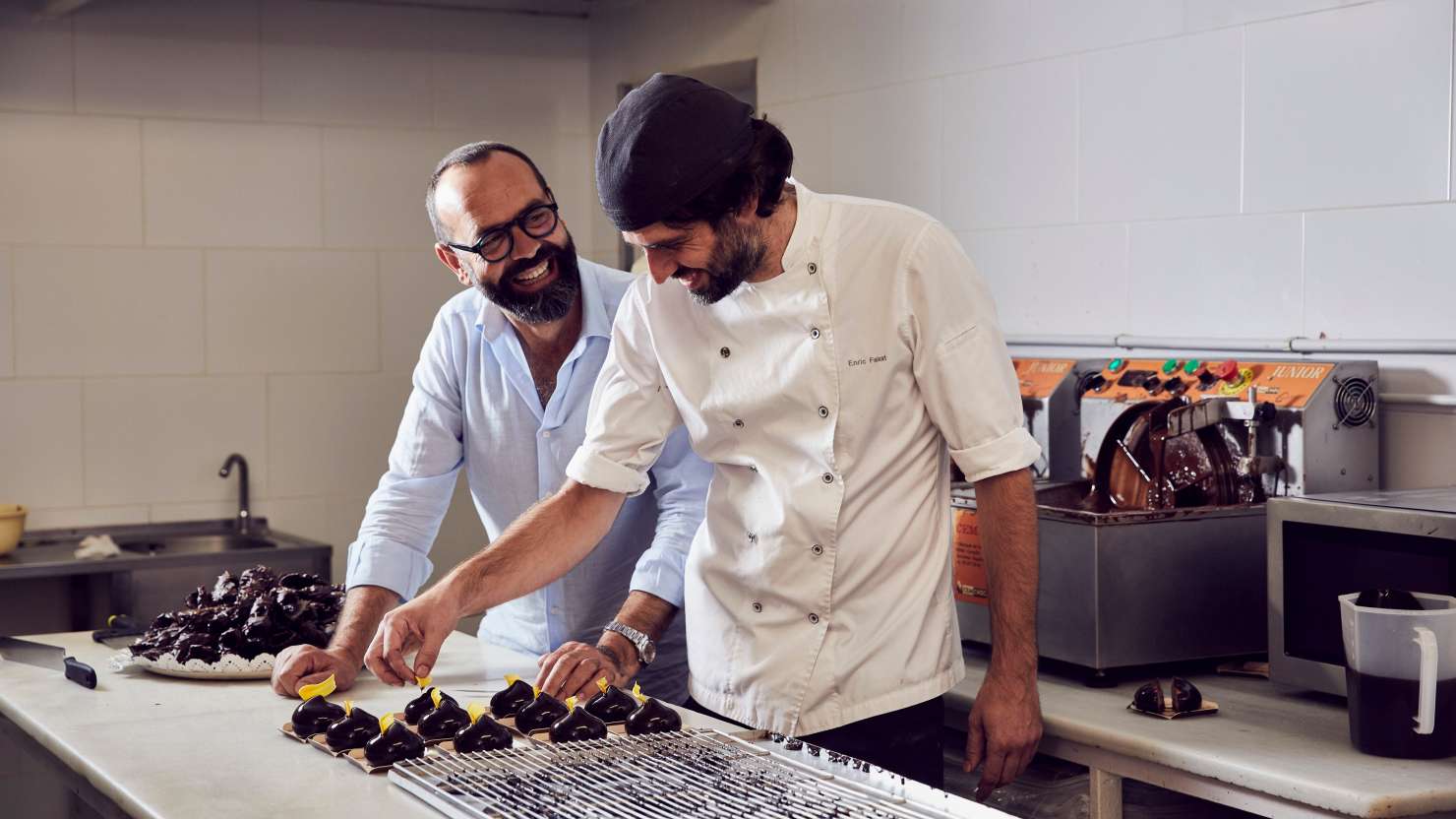 In Faixat Pujadas Patisserie, 
Barcelona, on the Tapas Trail with Chef Jose Pizarro, photographed for P&O Cruises by Alun Callender