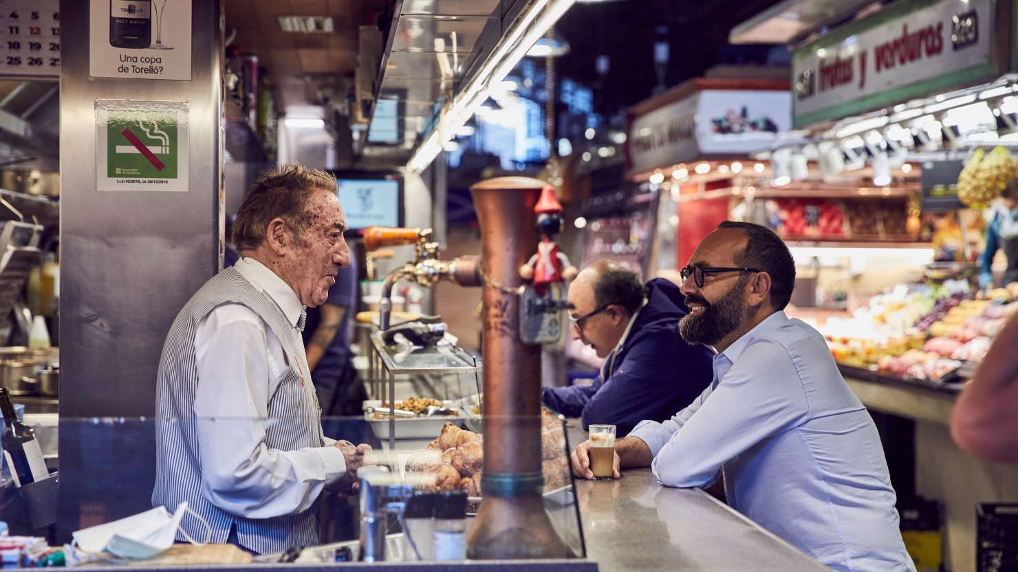 In In La Boqueria Market, Barcelona on the Tapas Trail with Chef Jose Pizarro, photographed for P&O Cruises by Alun Callender