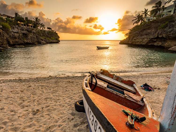 Beach during sunset in Curacao