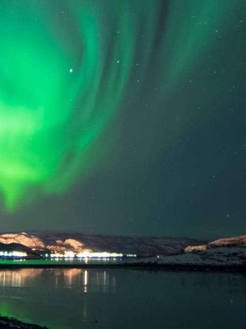 Northern Lights appear in Alta, the biggest northernmost city of Norway.