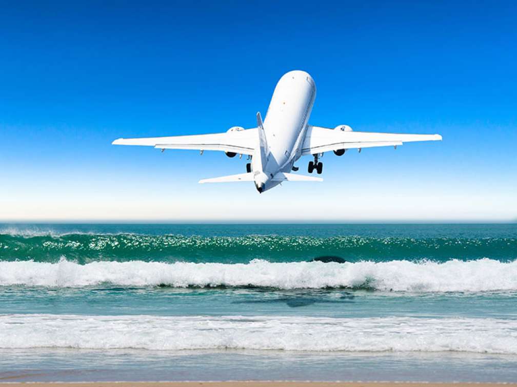 Plane taking off from Princess Juliana International Airport in Saint Martin