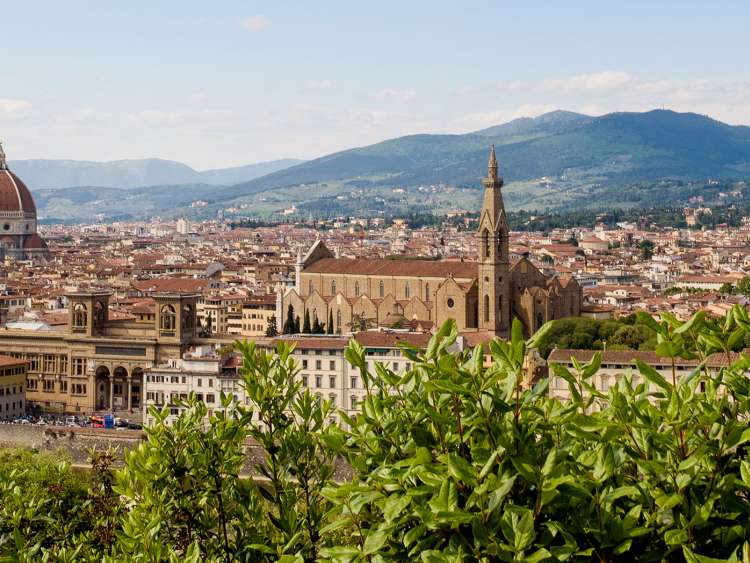 View of city from the Michelangelo lookout (Piazzale Michelangelo), Florence, Tuscany, Italy