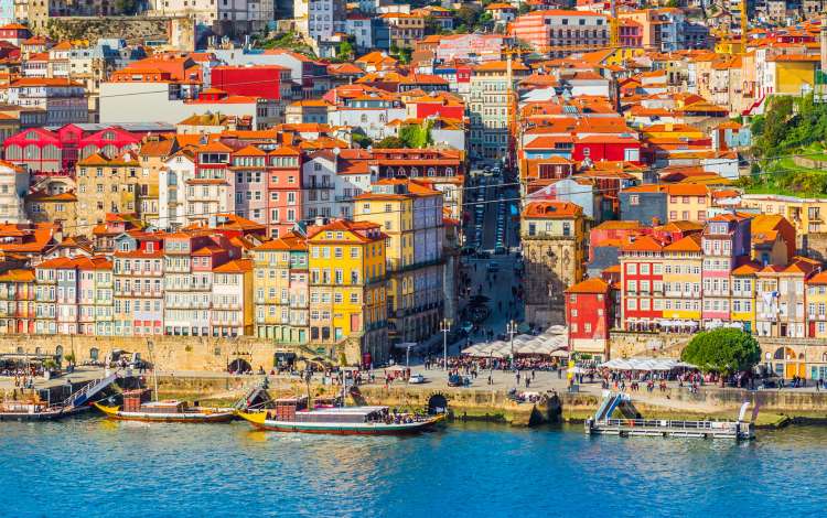 View of downtown Porto (Oporto), Portugal.