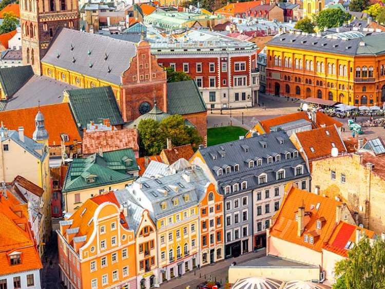 Colourful buildings in Riga