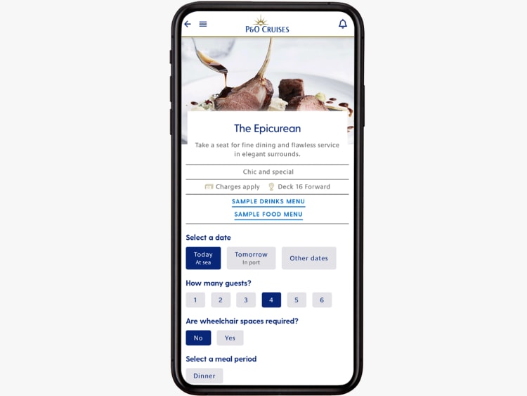 Example of what a restaurant booking form will look like on my holiday