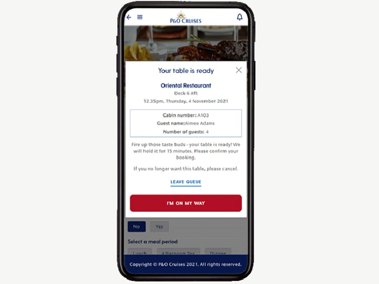 example of message which is shown when you have reached the front of the queue on my holiday