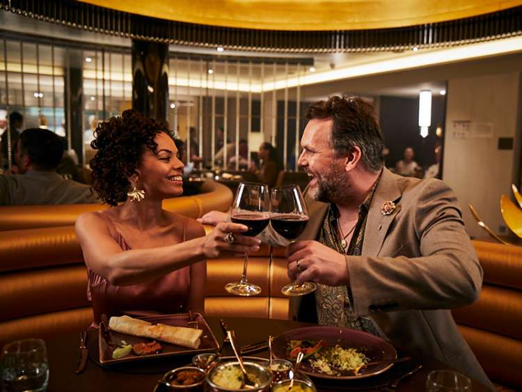 Couple enjoying meal in Sindhu on board P&O Cruises ships