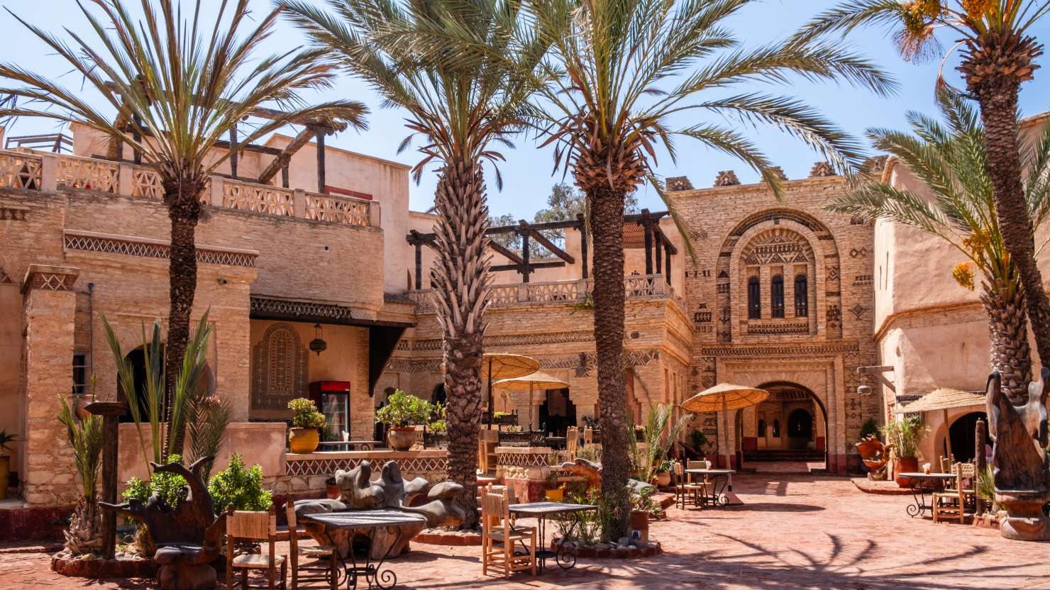 Agadir Medina - reconstruction of Agadir's old town with traditional Moroccan architecture, Morocco. Beautiful medieval citadel.