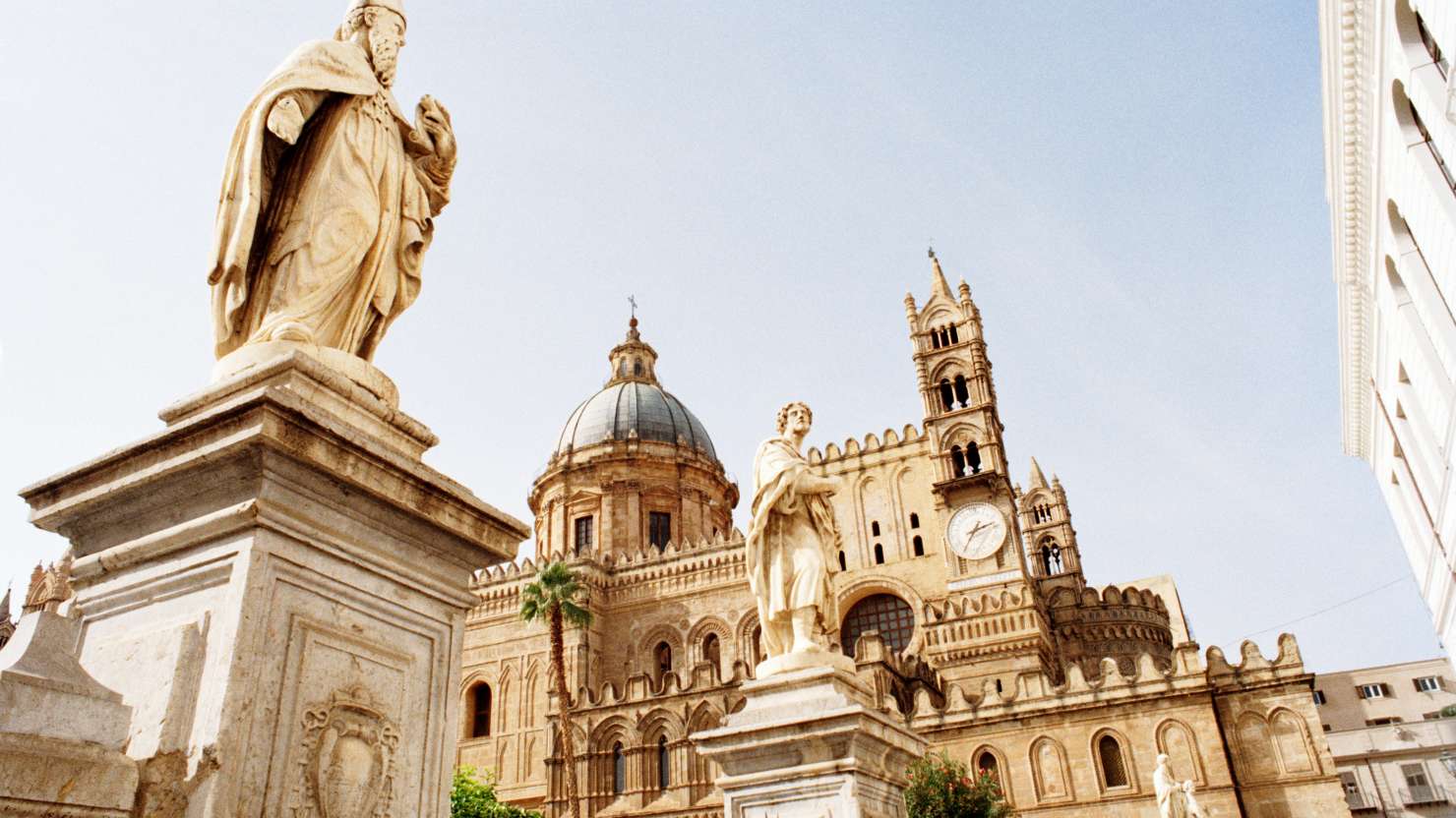 Italy, Sicily, Province of Palermo, Palermo, low angle view of Palermo Cathedral