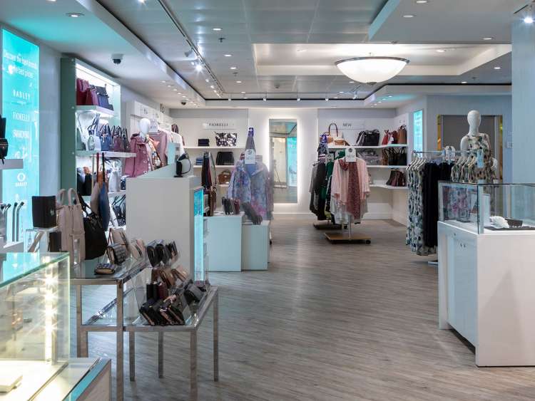 Shop on board Aurora selling clothes and accessories