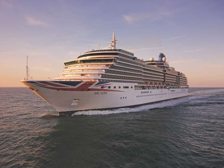 P&O Cruises ship Arcadia at sunset