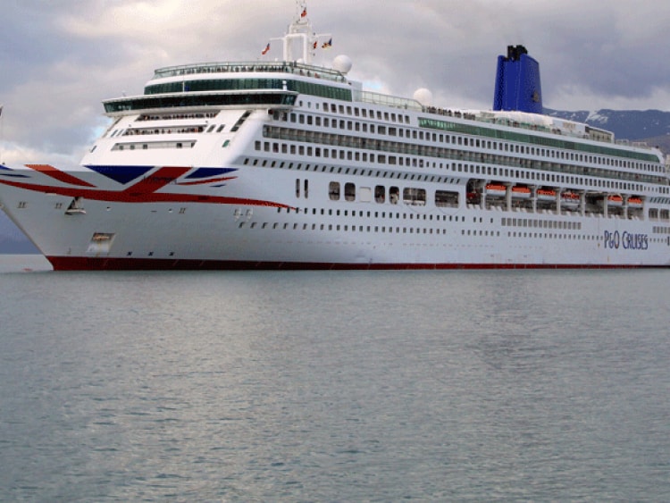 P&O Cruises Ship, Aurora, at sea. Aurora is an Adult Only Cruise Ship