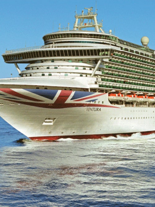 P&O Cruises Ventura from port bow at sea level