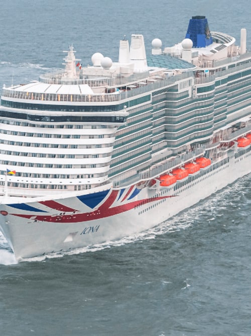 P&O Cruises Iona cruise ship from port bow