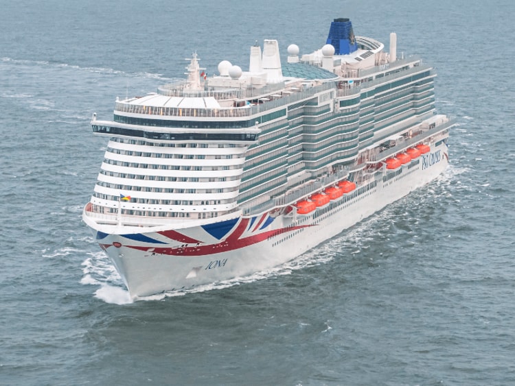 P&O Cruises Iona cruise ship from port bow