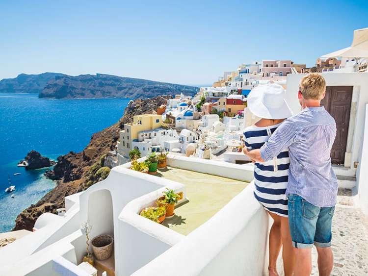 Couple in Santorini, Greece