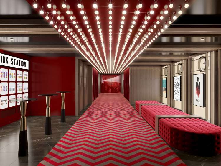 Entrance to Ocean Cinema on a P&O Cruises ship
