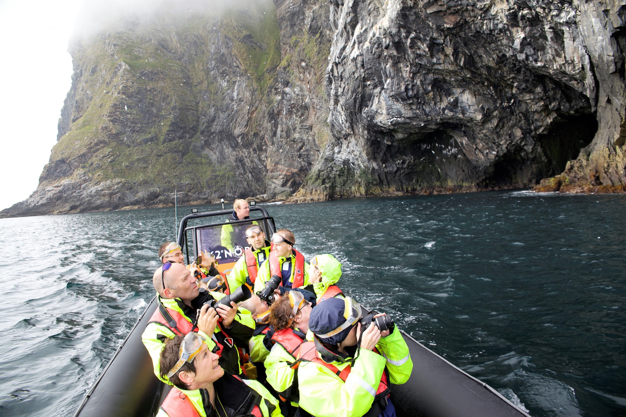 Guests on rib boat Norwegian shore excursion