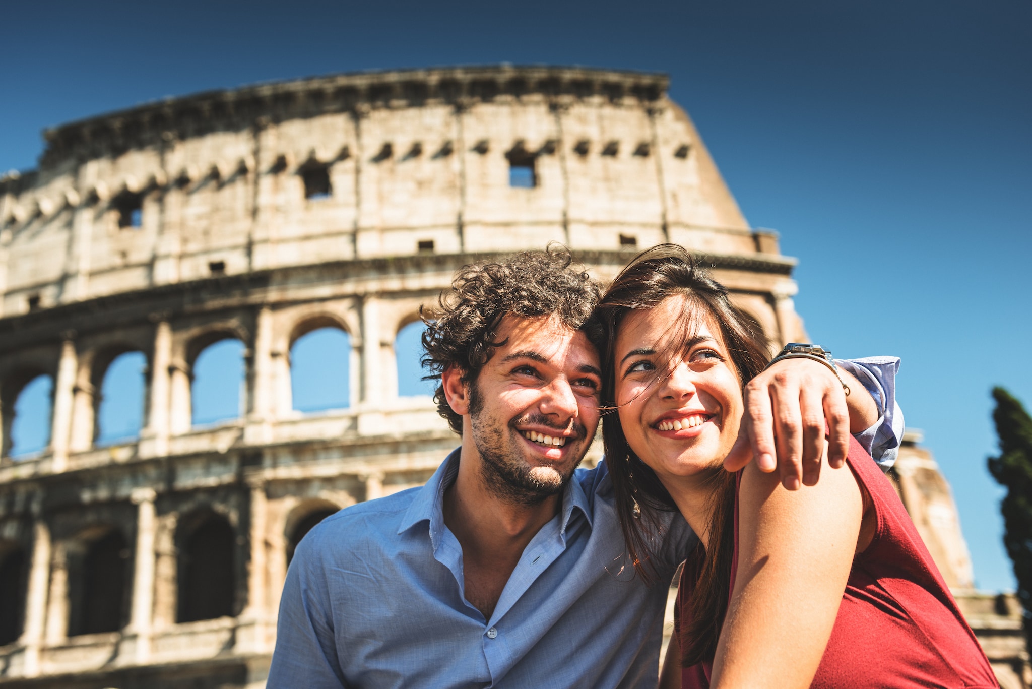 couple of tourist in rome enjoy the vacation