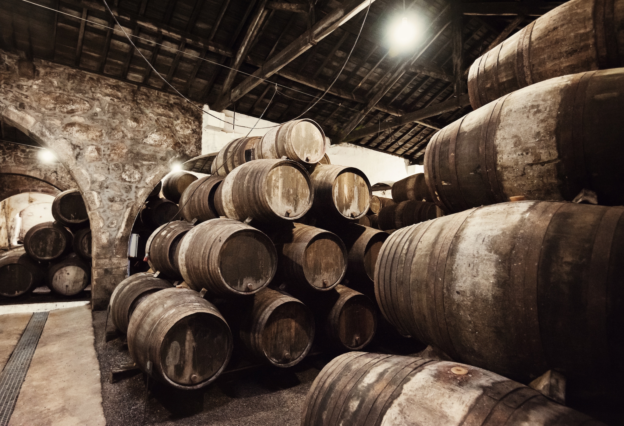 Old wooden barrels in wine cellar; Shutterstock ID 704352229; Invoice Number: -