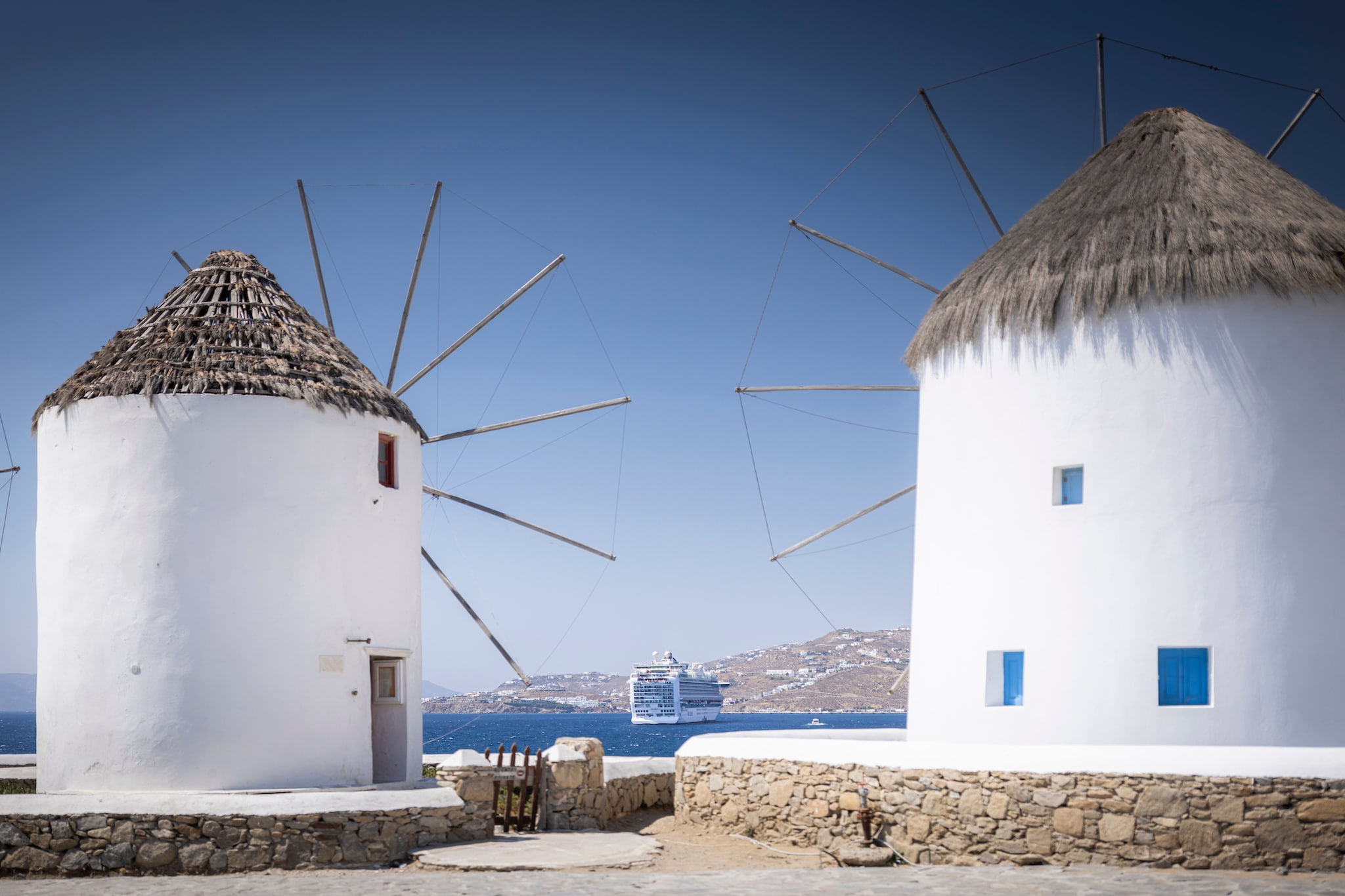 Mykonos windmills with Azura in the background