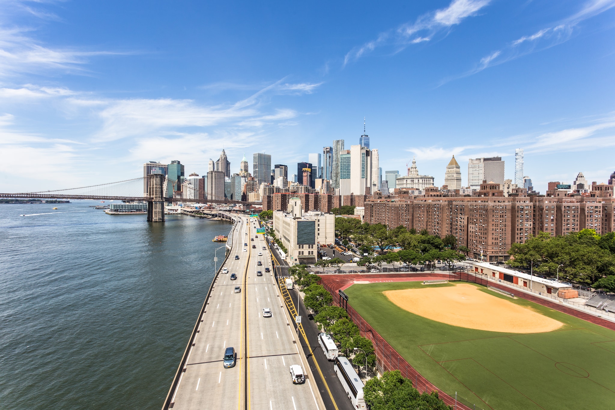 Aerial view of a baseball field in Manhattan