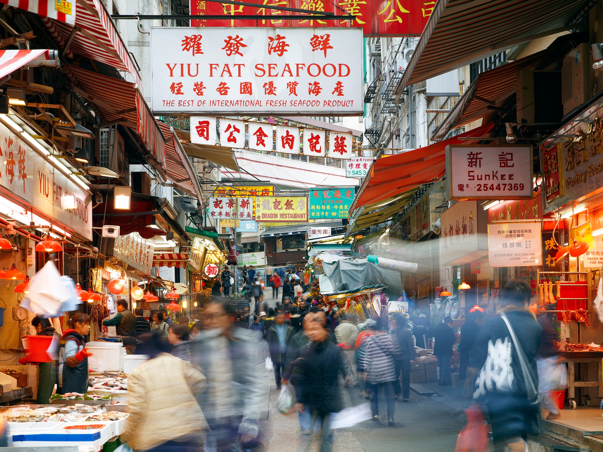 The Graham Street market in Hong Kong.