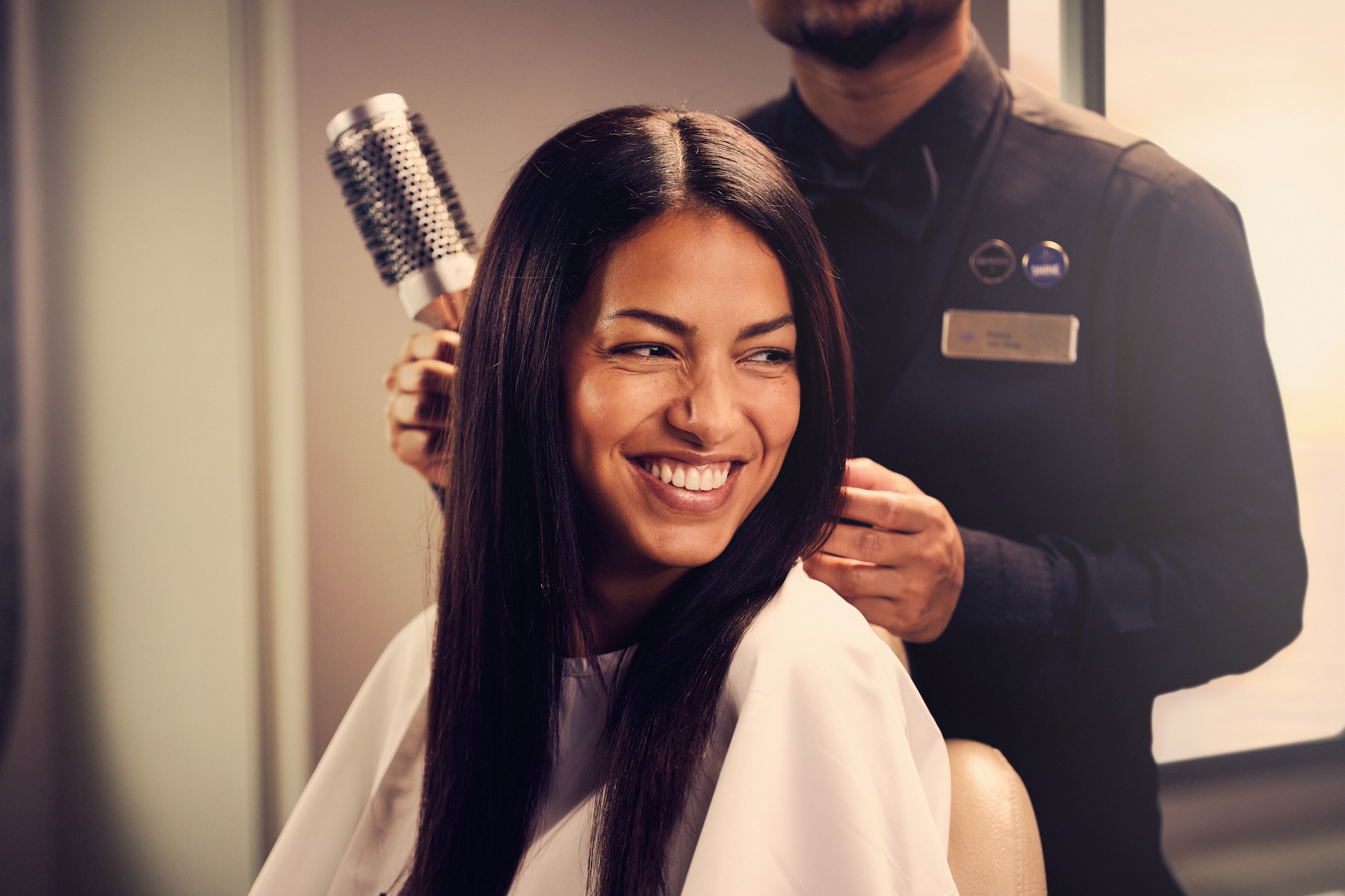 Woman having a blow dry in the salon