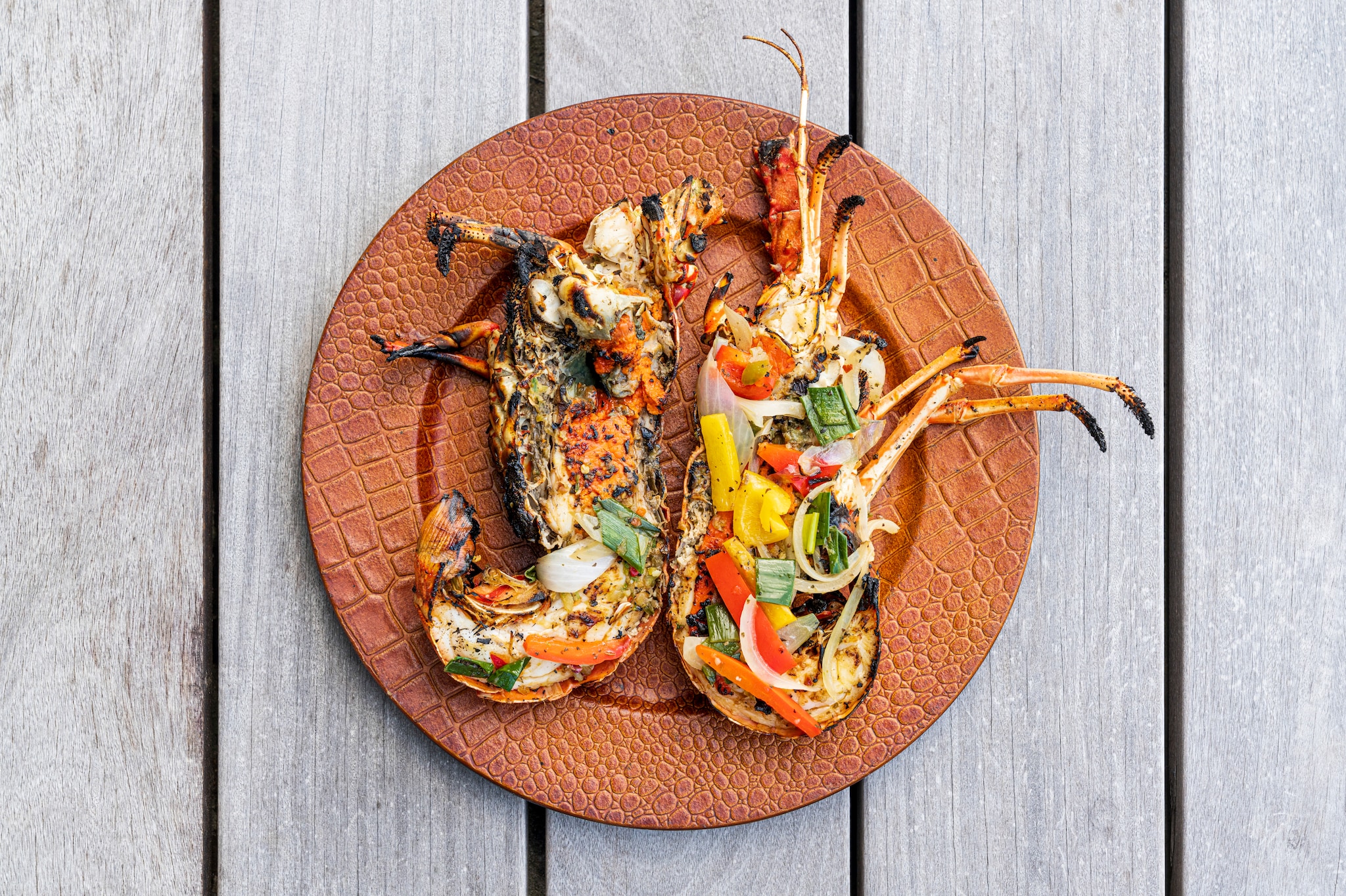Grilled, stuffed lobster