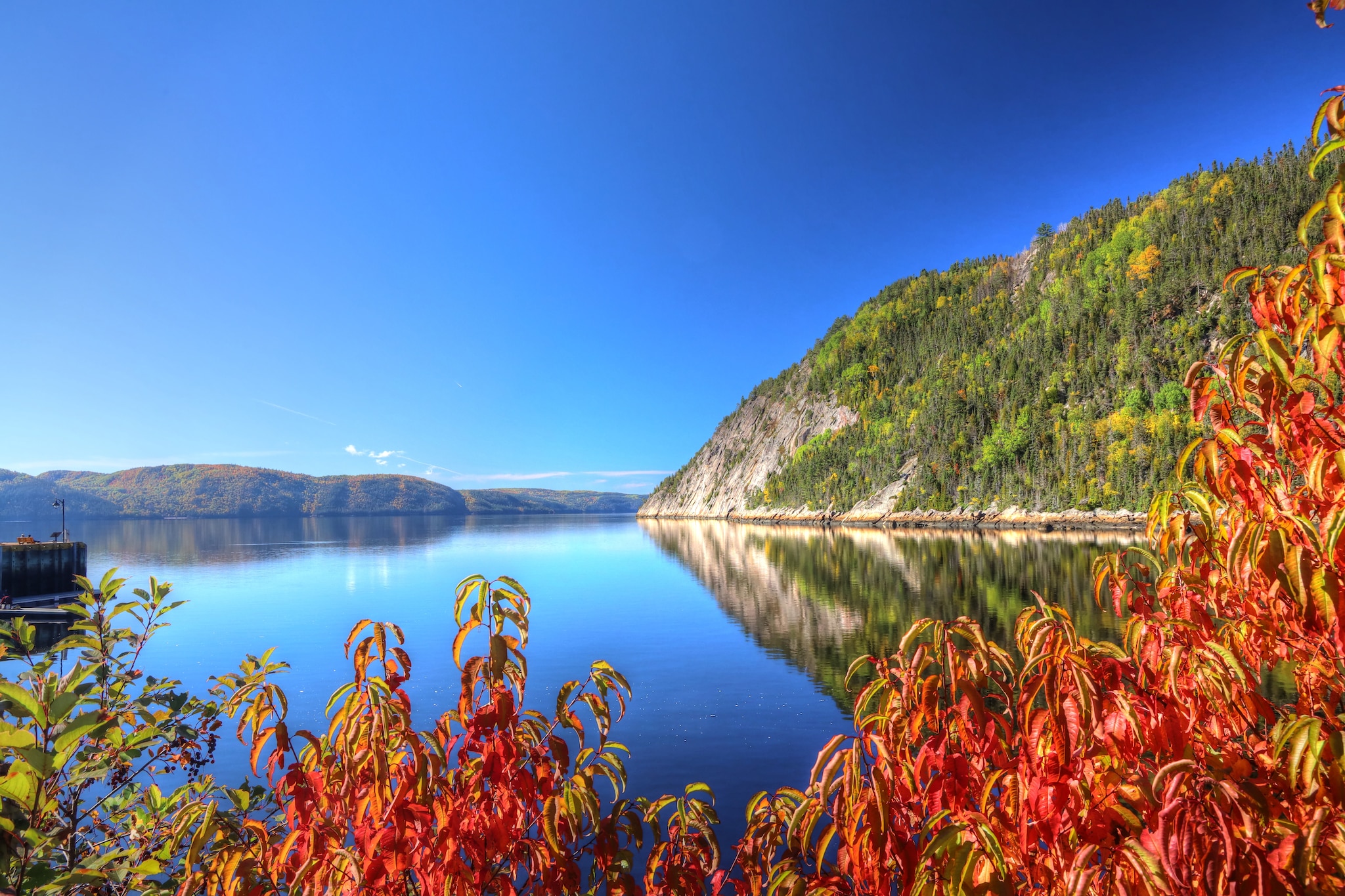 Saguenay River Fjord with Beautiful Autumn Colors