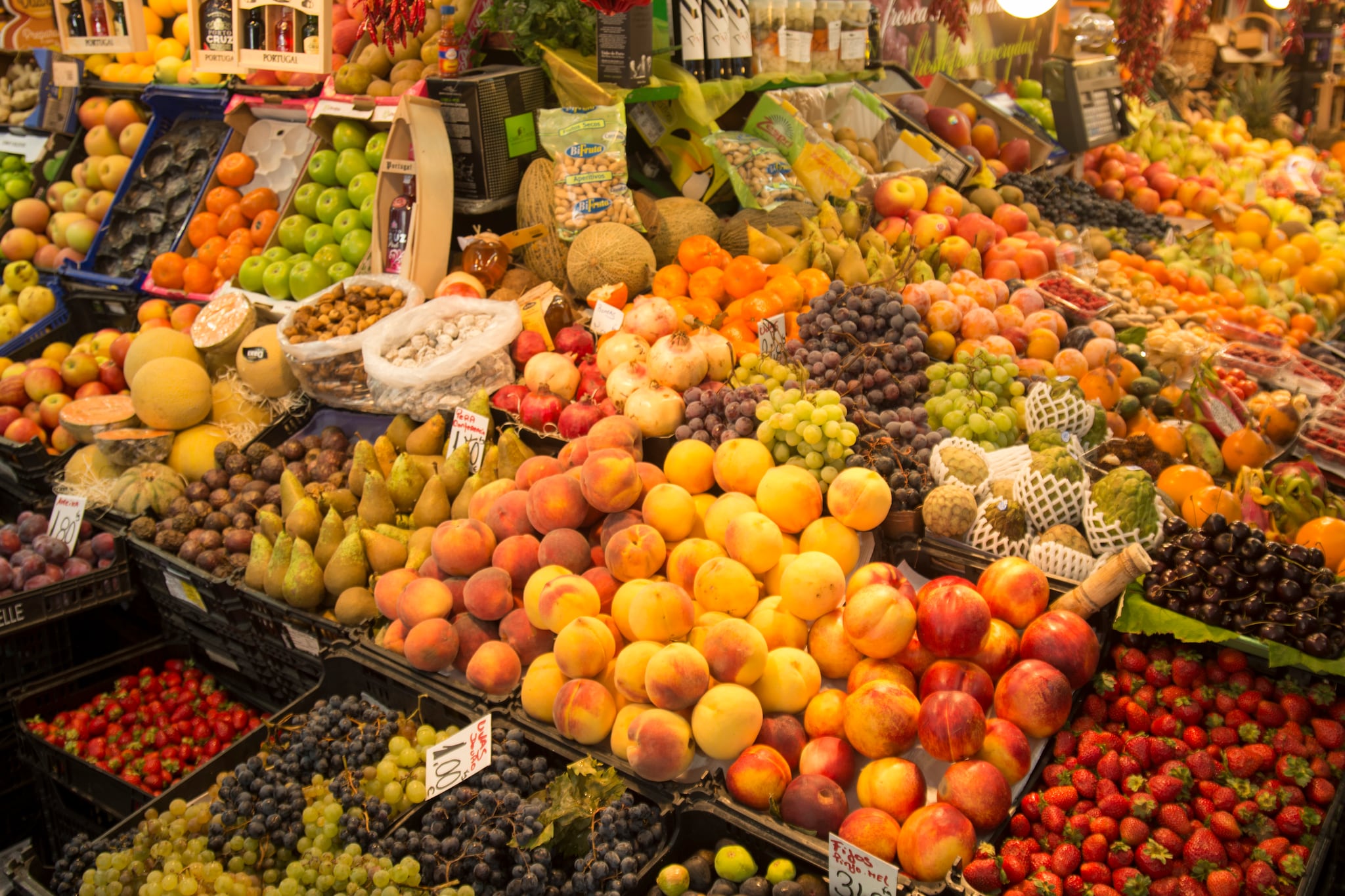 Fruits at the Market Mercado do Bolhao in the city centre of Porto in Porugal in Europe.