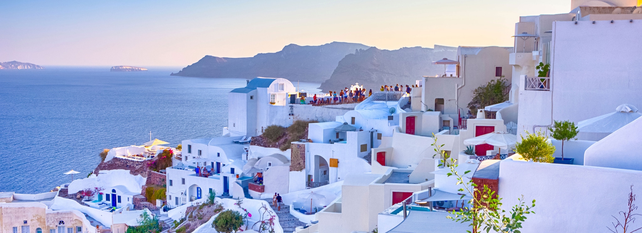 Pretty buildings by the sea in Santorini