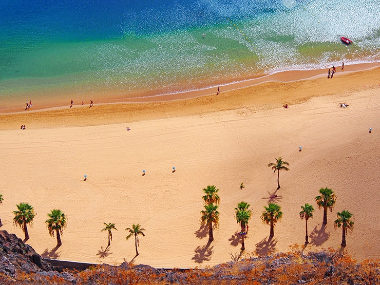 View of beach in Tenerife from above