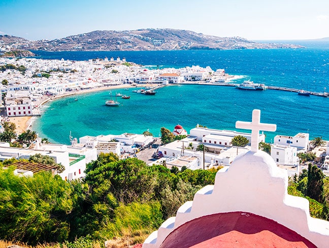 View of Mykonos, Greek island
