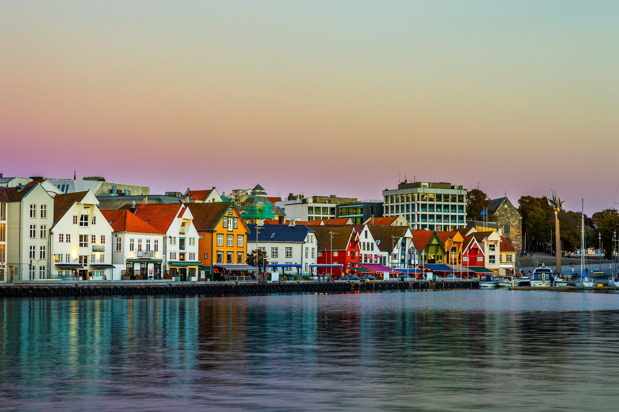 Stavanger at dusk by the sea