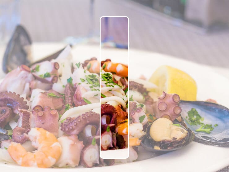 I in front of meal with octopus in