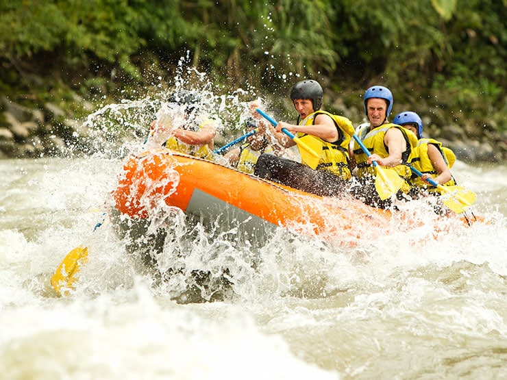 People white-water rafting on the Cetina River in the port of Split, Croatia