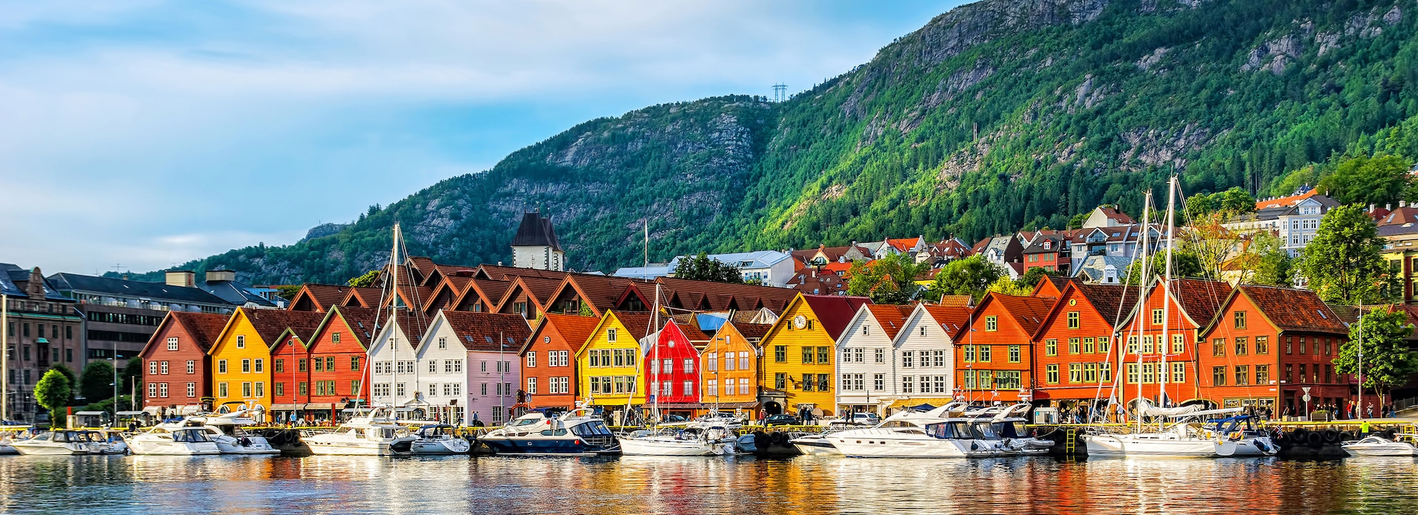 Colourful houses by waterfront in Bergen, Norway