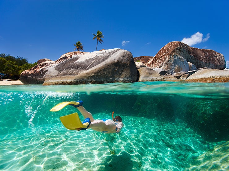 Snorkelling in Virgin Gorda in the Caribbean