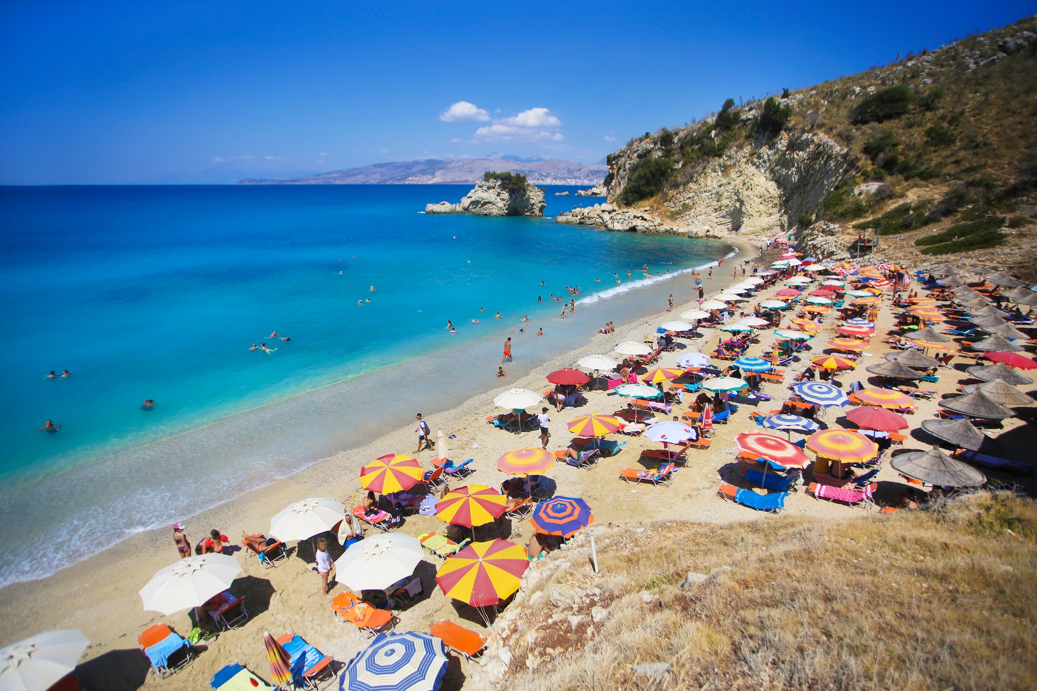 Beach Pasqyra (Plazhi i Pasqyrave) between Ksamil and Sarande, Albania.